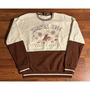 Disney Tinker Bell Colorblock Sweatshirt Brown Cream SM